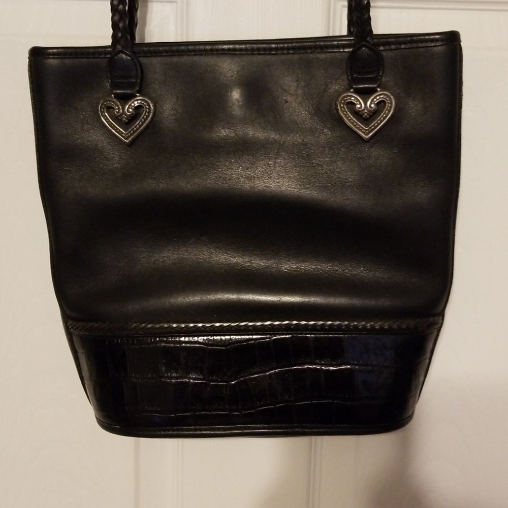 Auth Brighton Black Caroline Embossed Tote